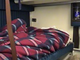 The rather cramped bunks in Oliver's sleeping compartment on the Sleeper train at Paddington